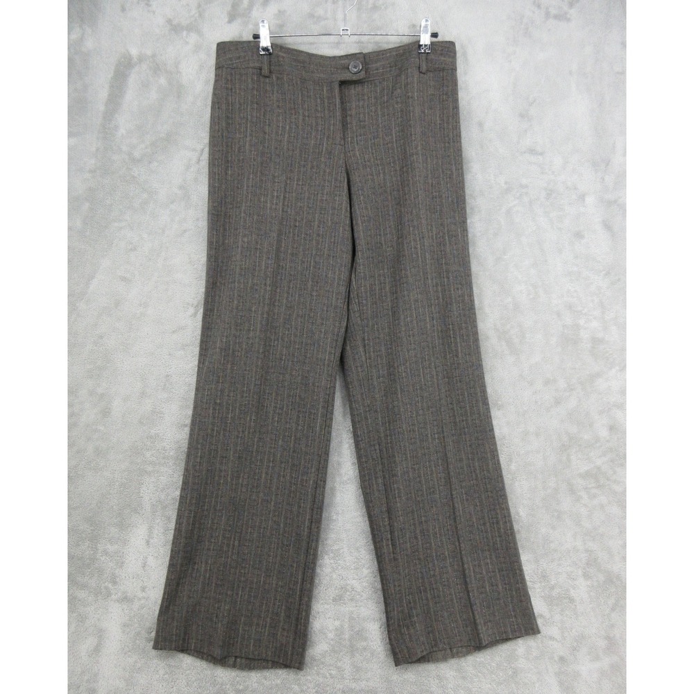 Cabi Pants Womens Size 12 Brown Pinstripe Metallic Wide Leg Trouser Office 383